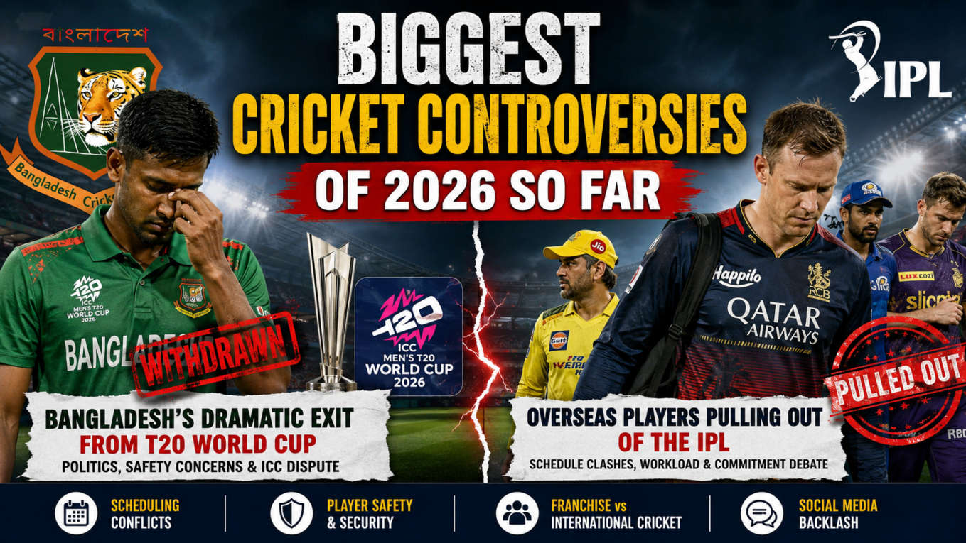 Biggest Cricket Controversies of 2026 So Far: From Bangladesh’s T20 World Cup Exit to IPL Player Withdrawals